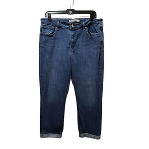 Levi’s Mid Rise Skinny Cropped Jeans Women’s 16 Blue Stretch Cuffed Denim 33x23